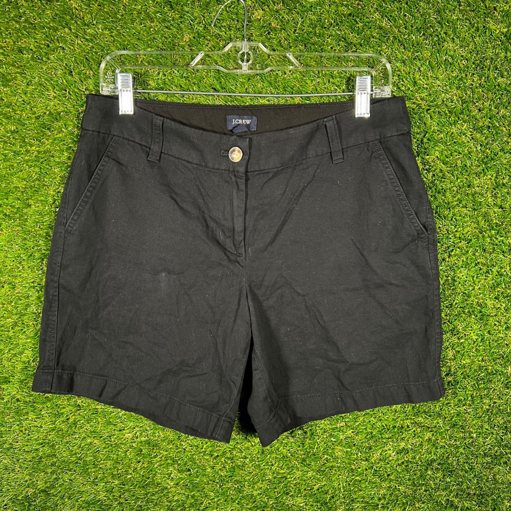 J.Crew Womens Black Chino Shorts Size 6 Mid Rise Cotton Blend Casual